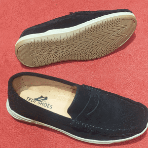 Casual Suede Leather Black Loafer -TS-108