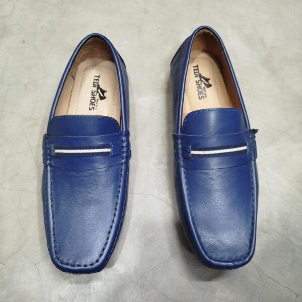 Original Finised Blue Leather Bit Loafer-TS-113 - Image 2