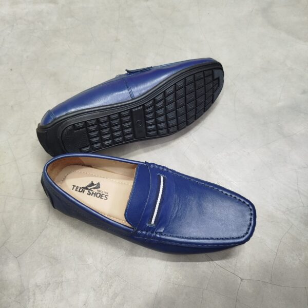 Original Finised Blue Leather Bit Loafer-TS-113 - Image 3