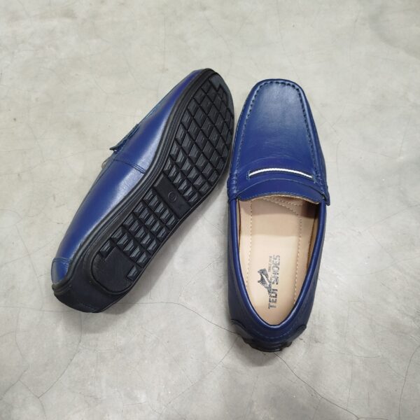 Original Finised Blue Leather Bit Loafer-TS-113 - Image 4