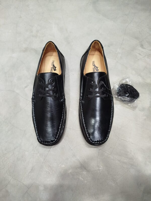 Casual Original Finished Leather Black Loafers -TS-119 - Image 3