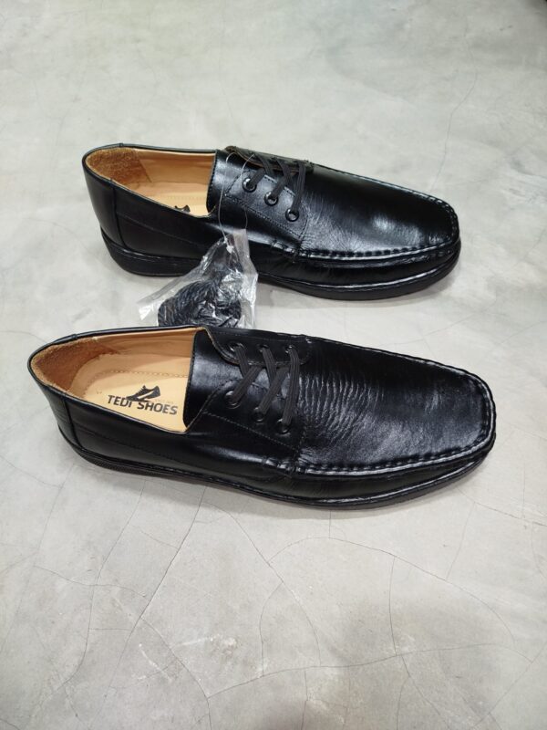 Casual Original Finished Leather Black Loafers -TS-119 - Image 2