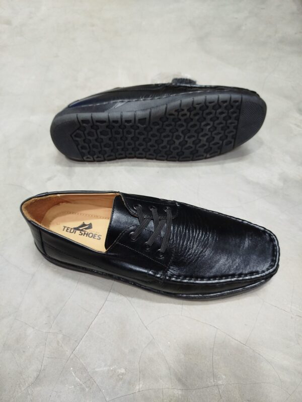 Casual Original Finished Leather Black Loafers -TS-119