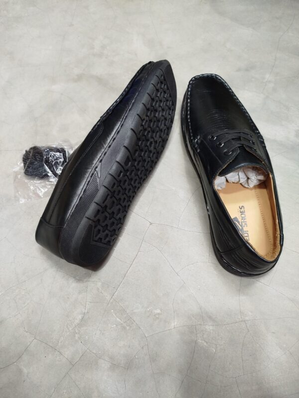 Casual Original Finished Leather Black Loafers -TS-119 - Image 4